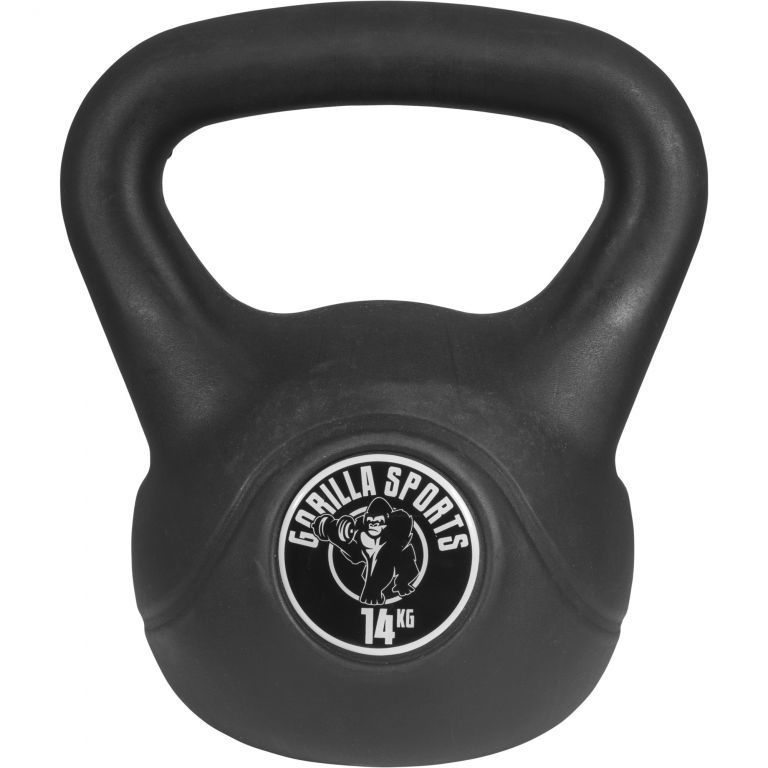 Gorilla Sports kettlebell činka, plast, černá, 14 kg - Kokiskashop.cz