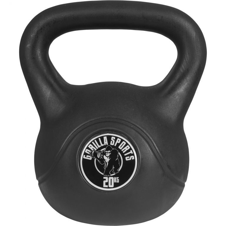 Gorilla Sports Kettlebell činka, plast, černá, 20 kg - Kokiskashop.cz