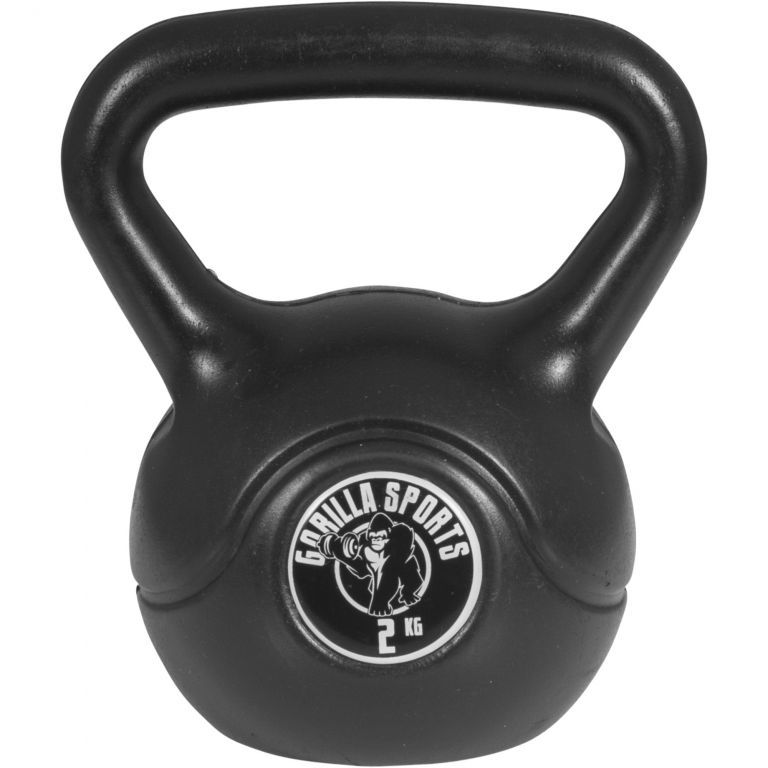 Gorilla Sports kettlebell činka, plast, černá, 2 kg - Kokiskashop.cz