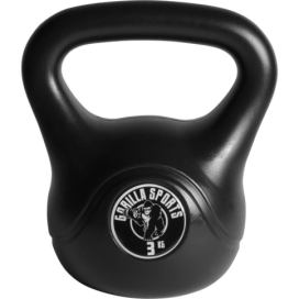 Gorilla Sports kettlebell činka, plast, černá, 5 kg