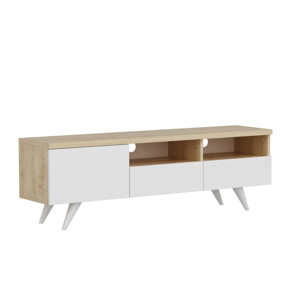 Kalune Design TV stolek BRÜKSEL 150 cm bílý/dub - Houseland.cz