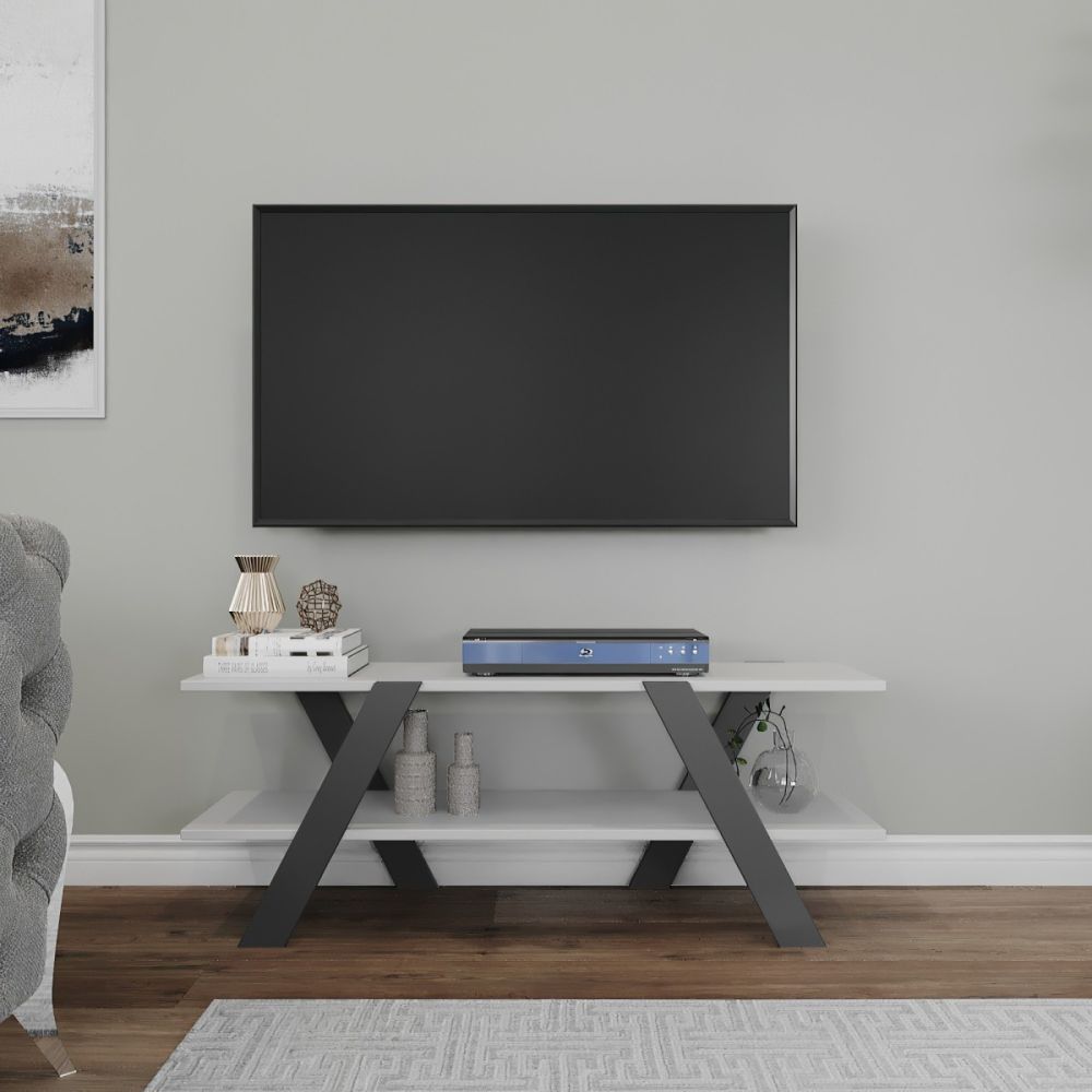 Kalune Design TV stolek ASAL 120 cm dub/bílý/černý - Houseland.cz