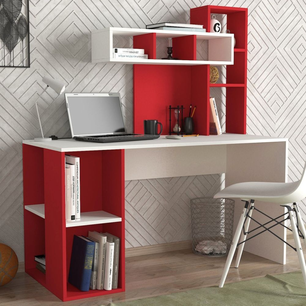 Kalune Design Psací stůl CORAL bílý/červený - Houseland.cz