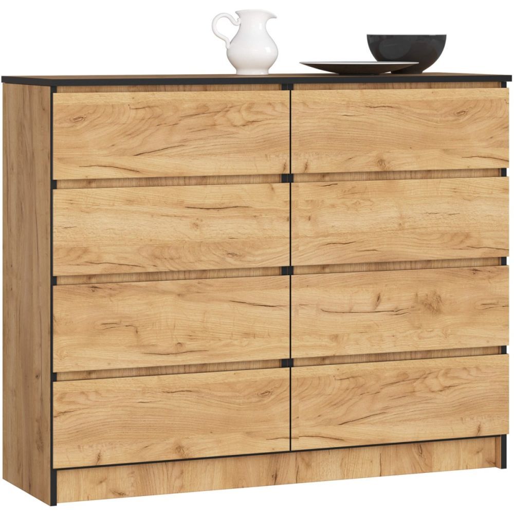 Ak furniture Komoda Kuba 120 cm 8 zásuvek dub craft zlatý - Houseland.cz