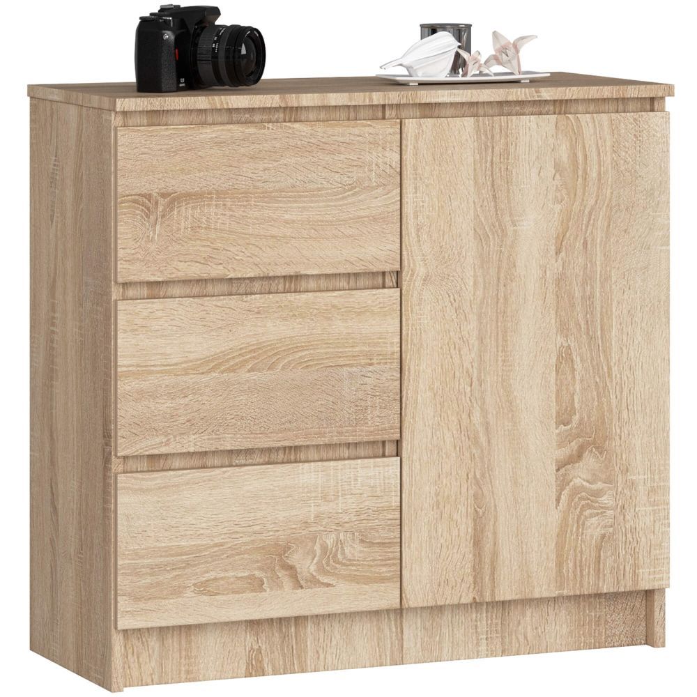 Ak furniture Komoda JERRY K 80 cm 1 dveře 3 zásuvky dub sonoma - Houseland.cz