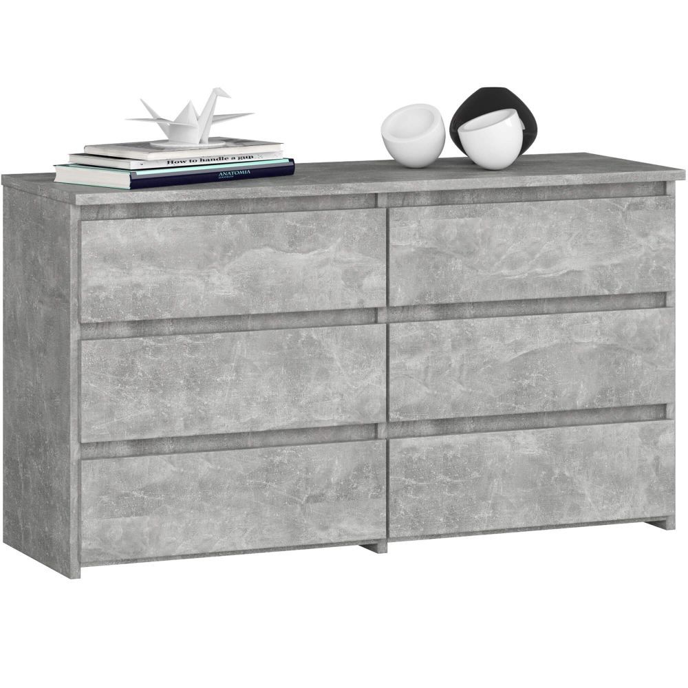 Ak furniture Komoda CL 100 cm 6 zásuvek beton - Houseland.cz