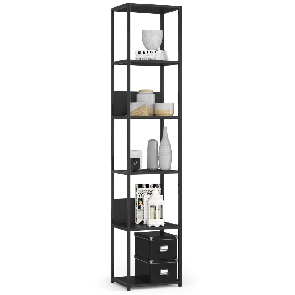 Ak furniture Knihovna Loft s kovovým rámem 40 cm černá - Houseland.cz