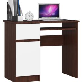 Ak furniture Psací stůl PIKSEL 90 cm wenge/bílý levý