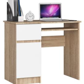 Ak furniture Psací stůl PIKSEL 90 cm dub sonoma/bílý levý