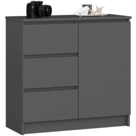 Ak furniture Komoda JERRY K 80 cm 1 dveře 3 zásuvky grafitově šedá