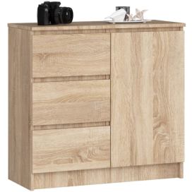 Ak furniture Komoda JERRY K 80 cm 1 dveře 3 zásuvky dub sonoma