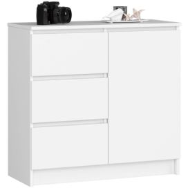 Ak furniture Komoda JERRY K 80 cm 1 dveře 3 zásuvky bílá