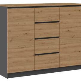 TP Living Komoda 2D4S 120 cm dub artisan/antracit