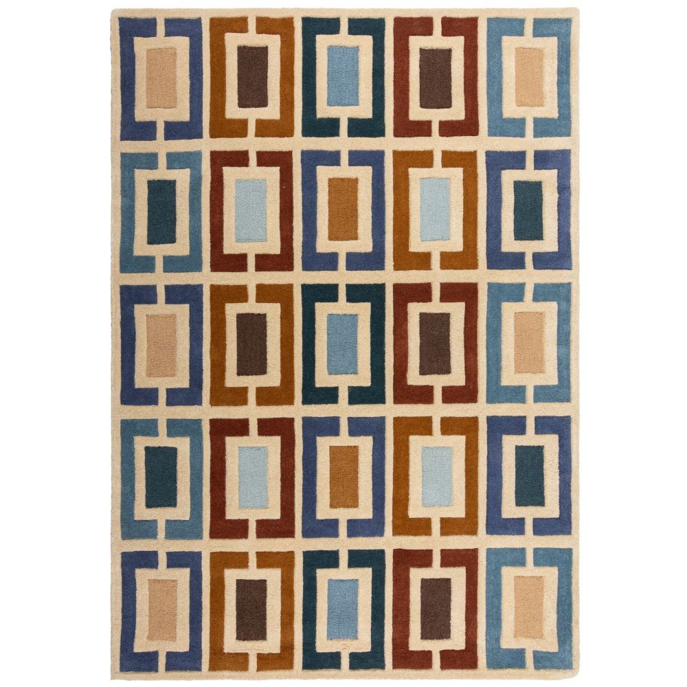 Flair Rugs koberce Ručně všívaný kusový koberec Illusion Retro Blocks Blue/Multi - 80x150 cm - Mujkoberec.cz