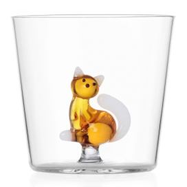 Ichendorf Milano designové sklenice na vodu Tabby Cat Tumbler Amber Cat with White Tail