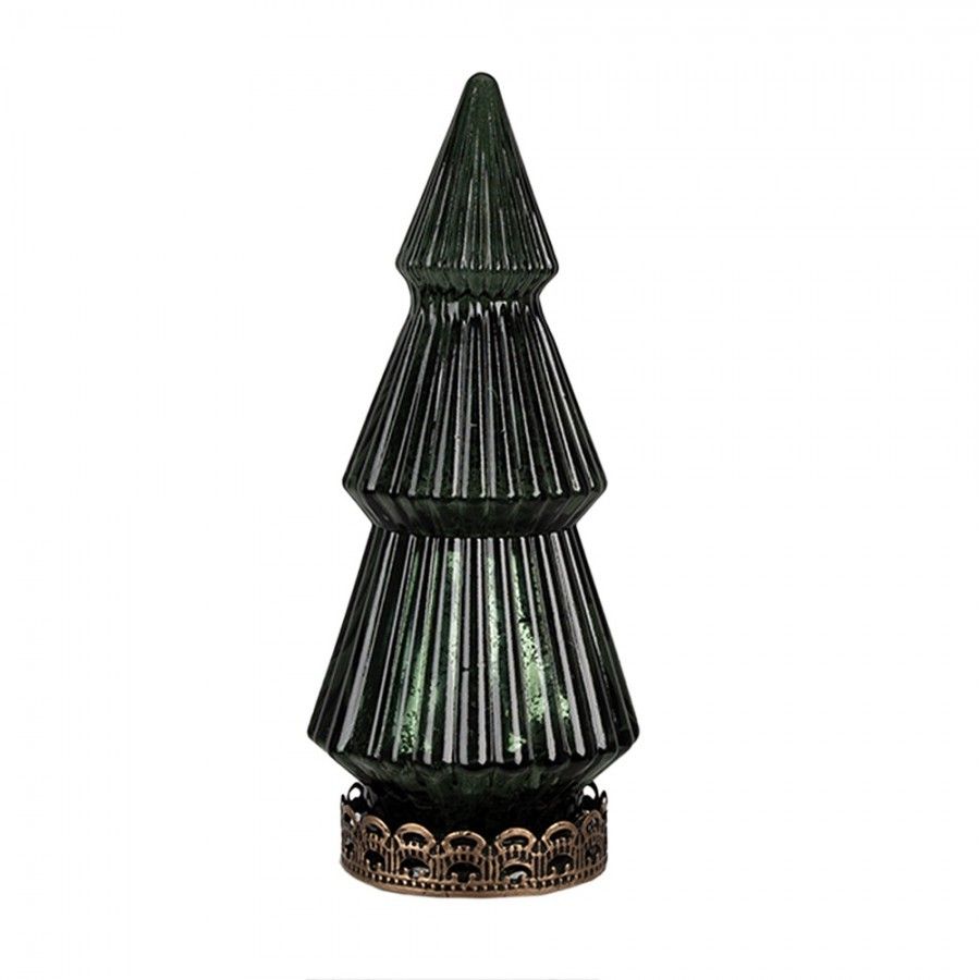 Zelený skleněný dekorační svítící stromek LED Tree - Ø 7*16 cm  Clayre & Eef - LaHome - vintage dekorace