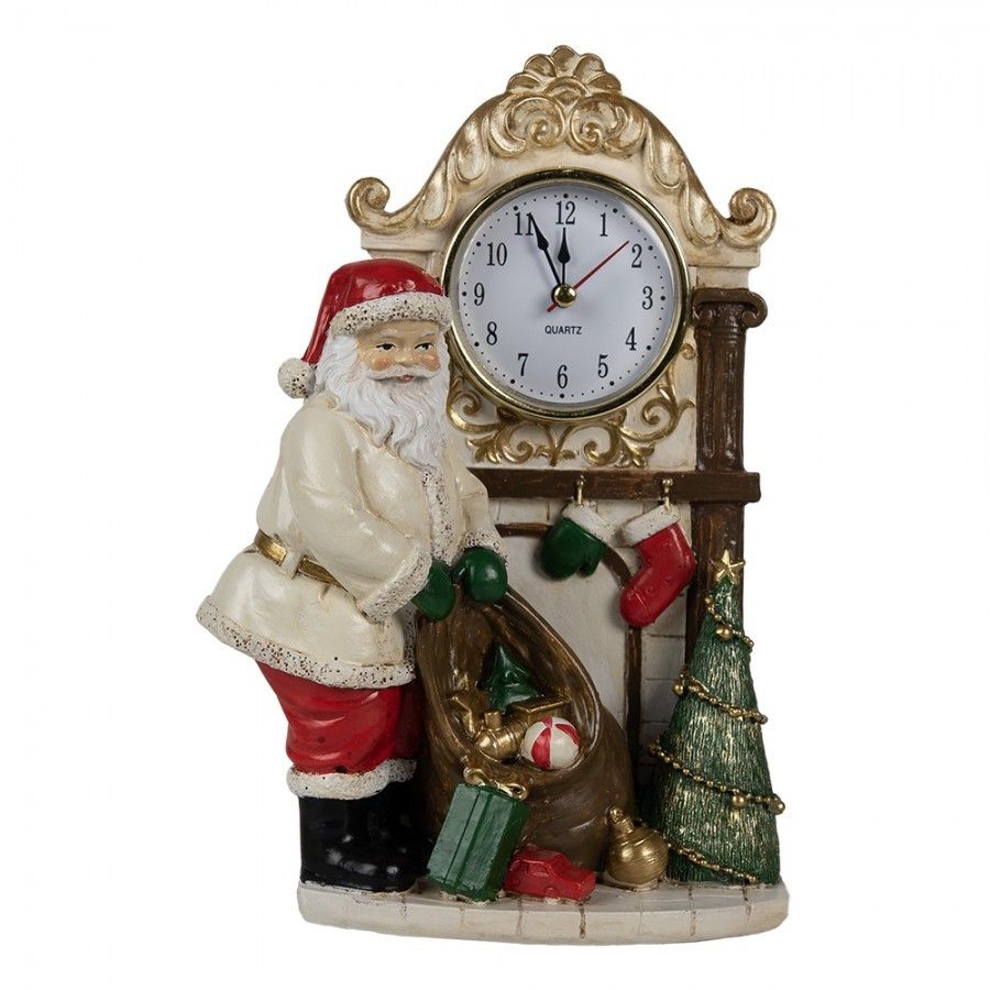 Stolní hodiny s vánoční dekorací Santa Clause - 15*7*22 cm Clayre & Eef - LaHome - vintage dekorace