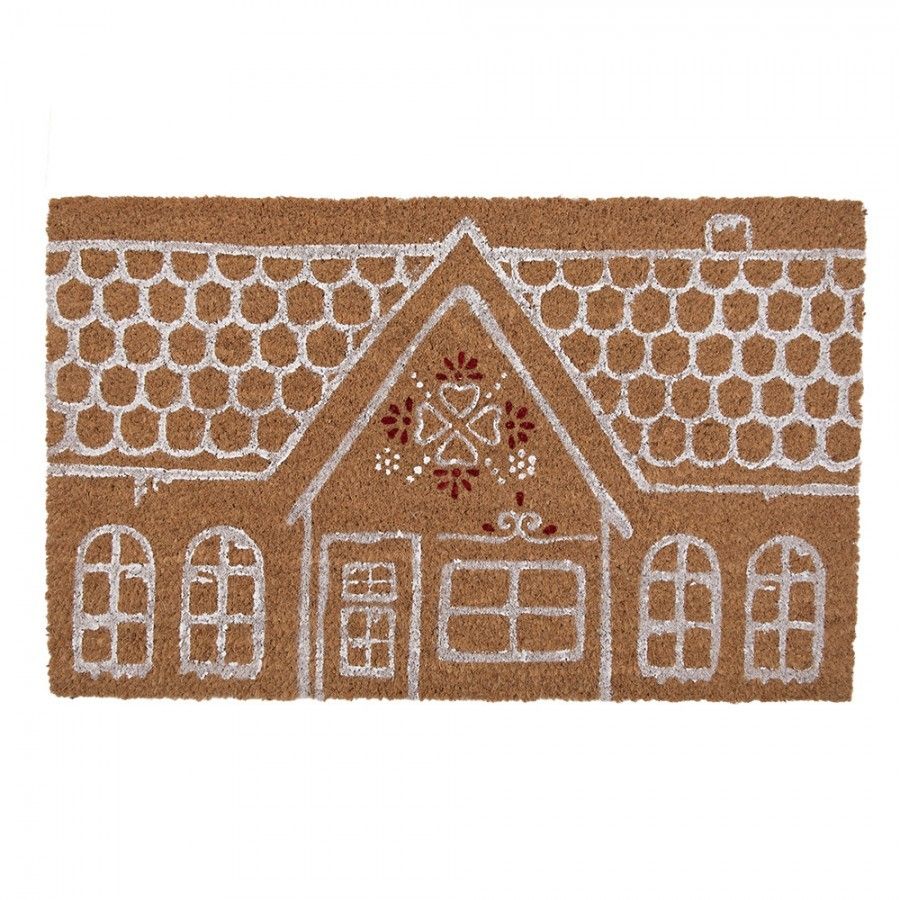 Kokosová rohožka s domečkem Gingerbread Bliss - 75*45*1 cm Clayre & Eef - LaHome - vintage dekorace