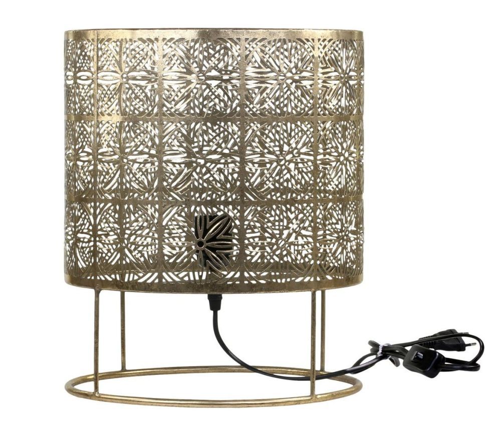 Mosazná antik kovová stolní lampa se vzorem Tappie - 30*36 cm/ E27/ 40W Chic Antique - LaHome - vintage dekorace