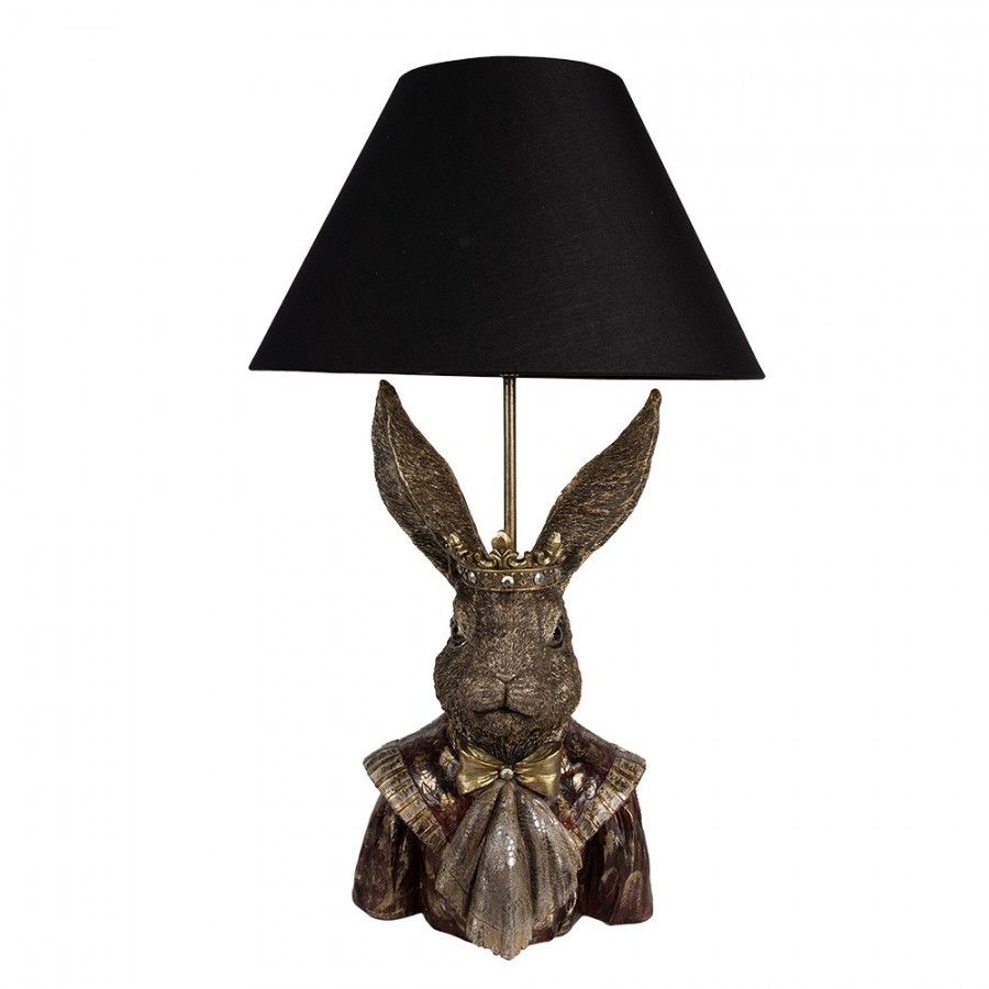 Zlatá stolní lampa Králík s černým stínidlem - Ø 37*61 cm Clayre & Eef - LaHome - vintage dekorace