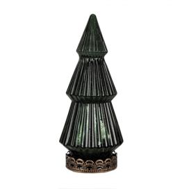 Zelený skleněný dekorační svítící stromek LED Tree - Ø 7*16 cm  Clayre & Eef