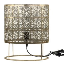 Mosazná antik kovová stolní lampa se vzorem Tappie - 30*36 cm/ E27/ 40W Chic Antique