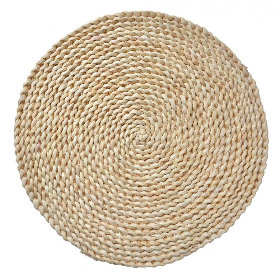 Přírodní slaměné kulaté prostírání Boho - Ø 38*1 cm Clayre & Eef - LaHome - vintage dekorace