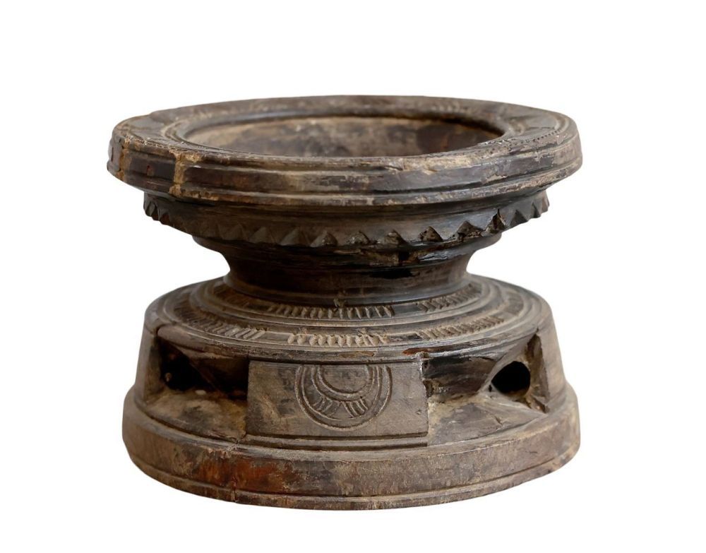 Dřevěný svícen na sloupovou svíčku Grimaud Unit - Ø 12*10 cm Chic Antique - LaHome - vintage dekorace