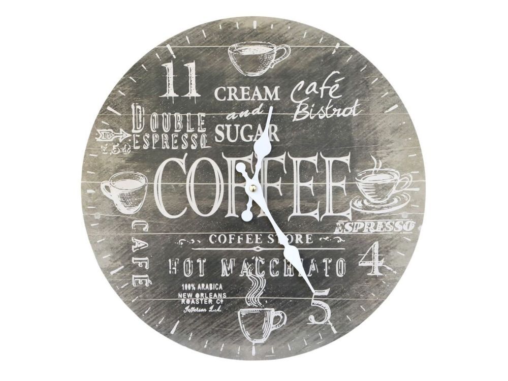 Mocca nástěnné hodiny Coffee – 34*3cm/ 1*AA Chic Antique - LaHome - vintage dekorace