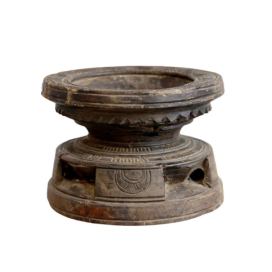 Dřevěný svícen na sloupovou svíčku Grimaud Unit - Ø 12*10 cm Chic Antique