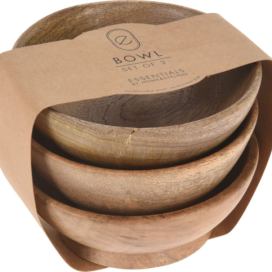 Mondex Sada 3 ks dřevěných misek WOOD 11 cm hnědá 