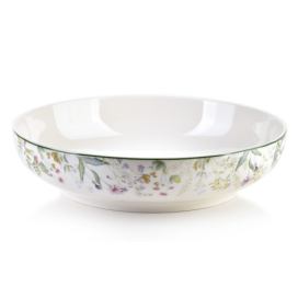 Affekdesign Porcelánový hluboký talíř/mísa FACCIA VERDE 22 cm bílý s květinami