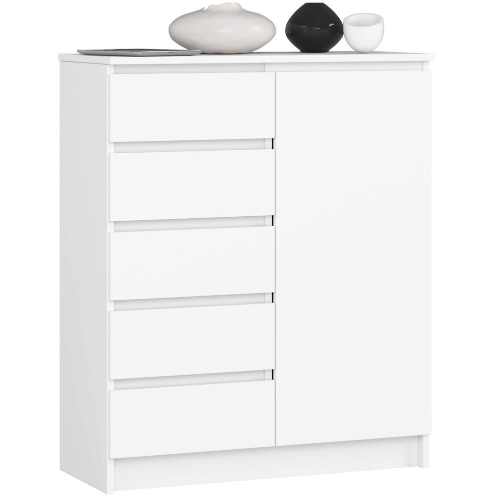 Ak furniture Komoda JERRY 80 cm 1 dveře 5 zásuvek bílá - Houseland.cz