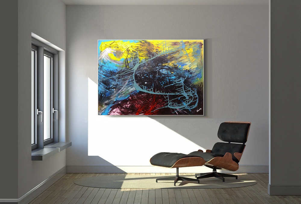 Jindřich Lípa ERUPCE (acryl, plátno 100x140cm) 7.300 Kč - abstraktní  O B R A Z Y  ArtLípa