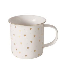 Boltze Home Porcelánový hrnek, ručně malovaný, DILARA, 370 ml, srdíčka