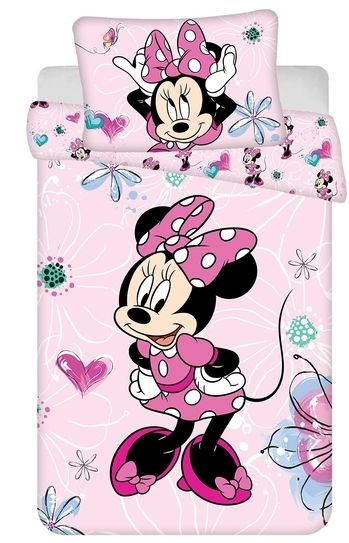 Jerry fabrics Disney povlečení do postýlky Minnie Flowers 02 baby 100x135 + 40x60 cm  - POVLECENI-OBCHOD.CZ