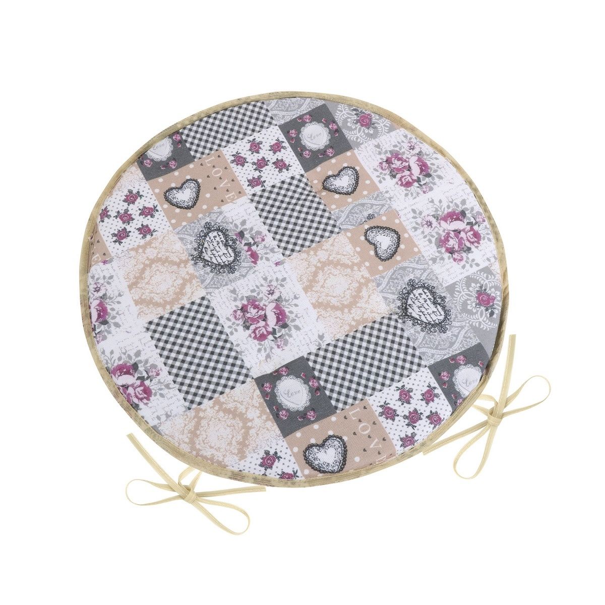 Bellatex Sedák DITA kulatý hladký Patchwork love, 40 cm - 4home.cz