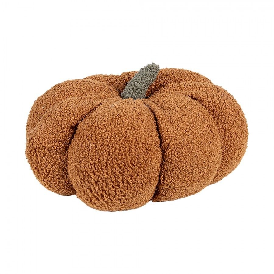 Oranžovo-hnědý dekorační polštář ve tvaru dýně Pumpkin - Ø 28*18 cm  Clayre & Eef - LaHome - vintage dekorace