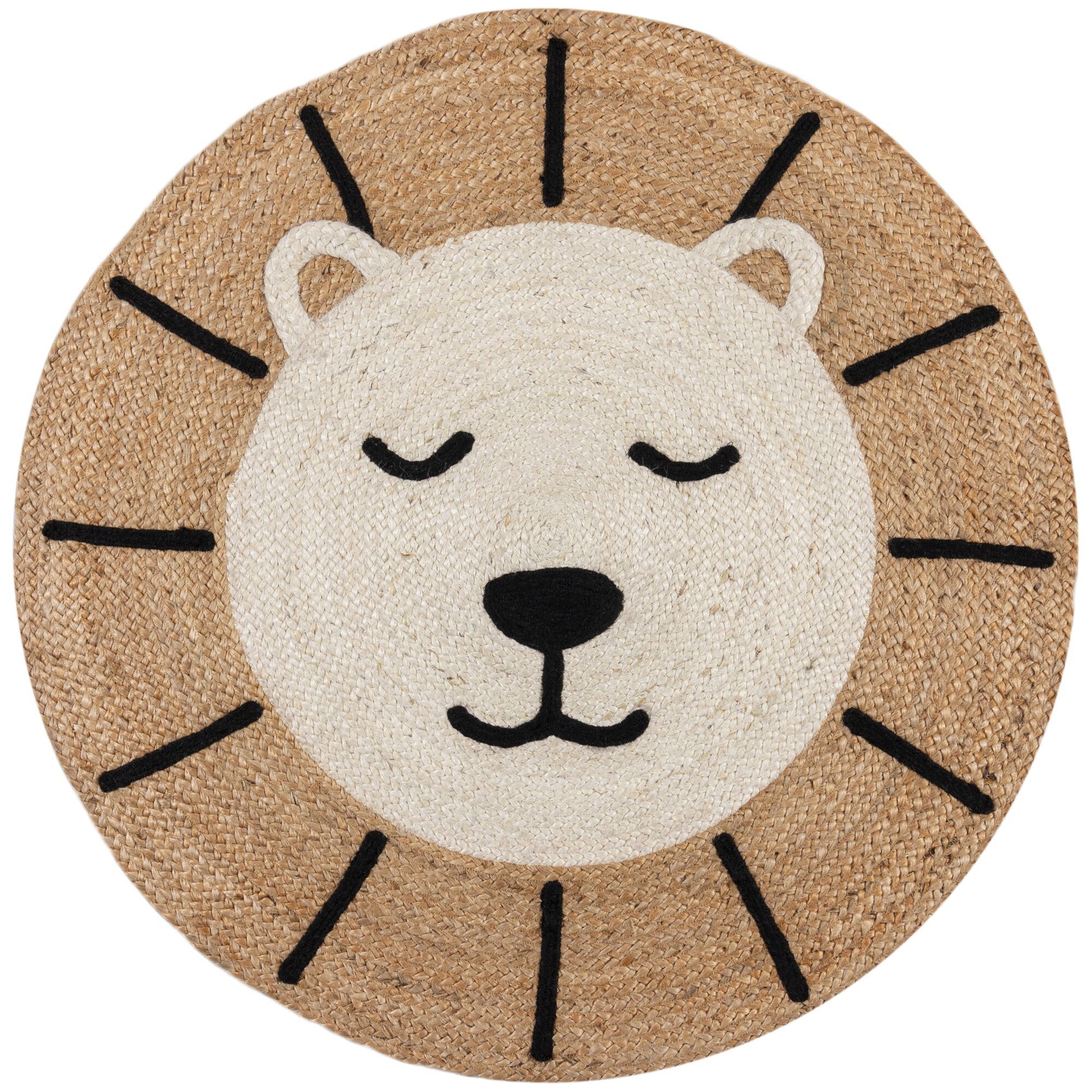 Flair Rugs koberce Dětský koberec Jute Kids Lion Natural - 100x100 (průměr) kruh cm - Mujkoberec.cz