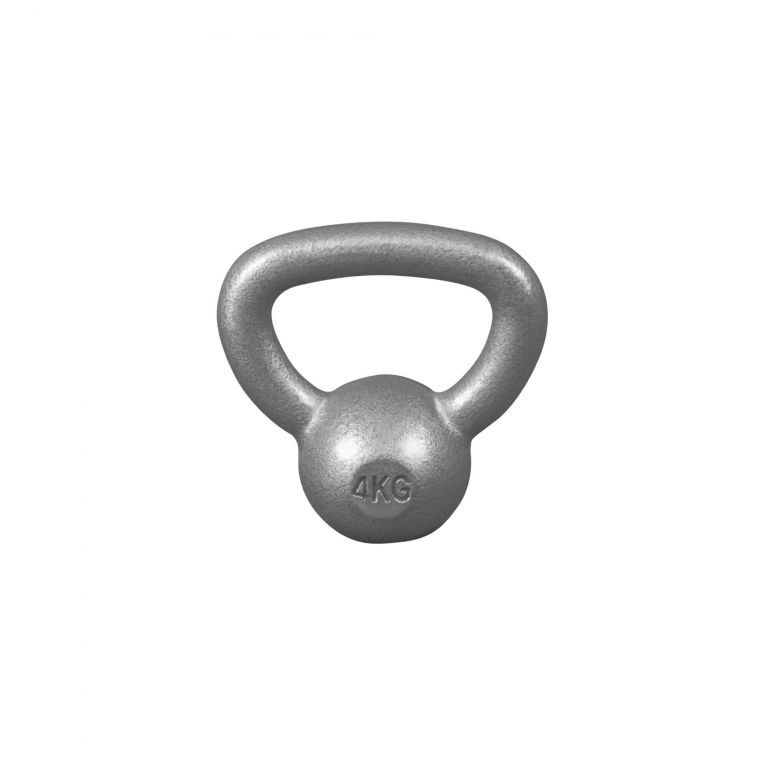 Gorilla Sports Kettlebell činka, litinová, šedá, 4 kg - Kokiskashop.cz