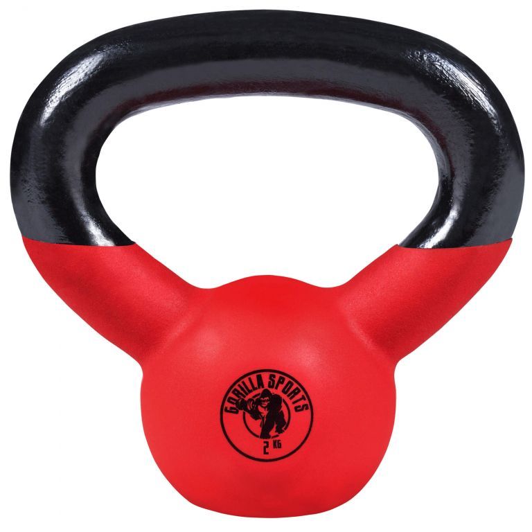 Gorilla Sports kettlebell činka, pogumovaný povrch, 2 kg - Kokiskashop.cz