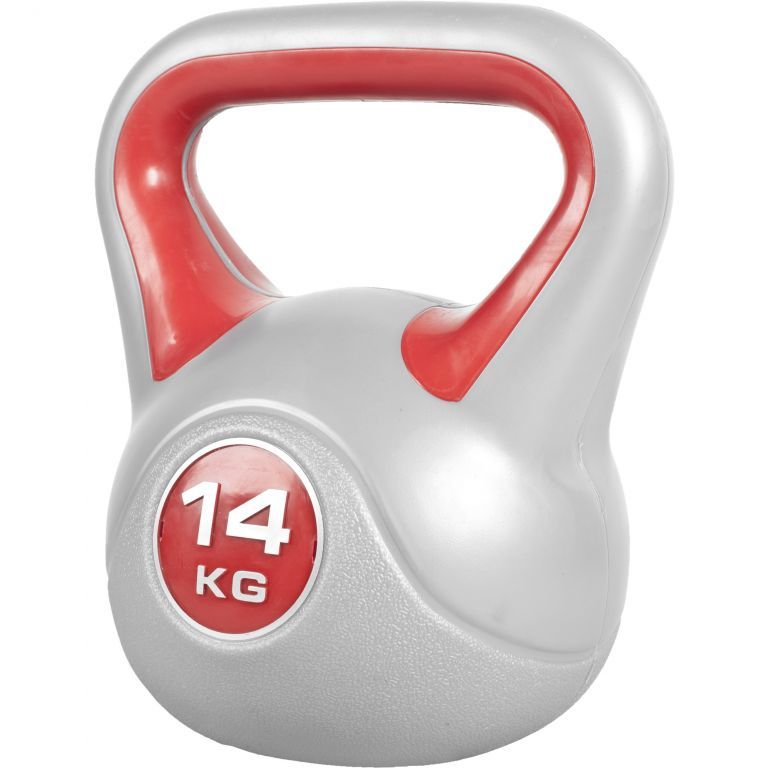 Gorilla Sports Kettlebell činka, vinylová, červená, 14 kg - Kokiskashop.cz