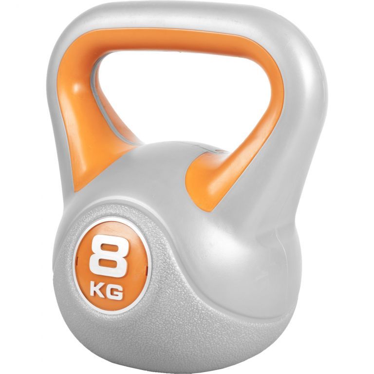 Gorilla Sports Kettlebell činka, vinylová, oranžová, 8 kg - Kokiskashop.cz