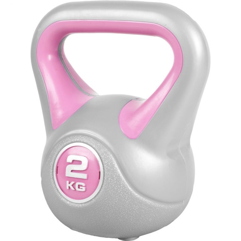 Gorilla Sports Kettlebell činka, vinylová, růžová, 2 kg - Kokiskashop.cz