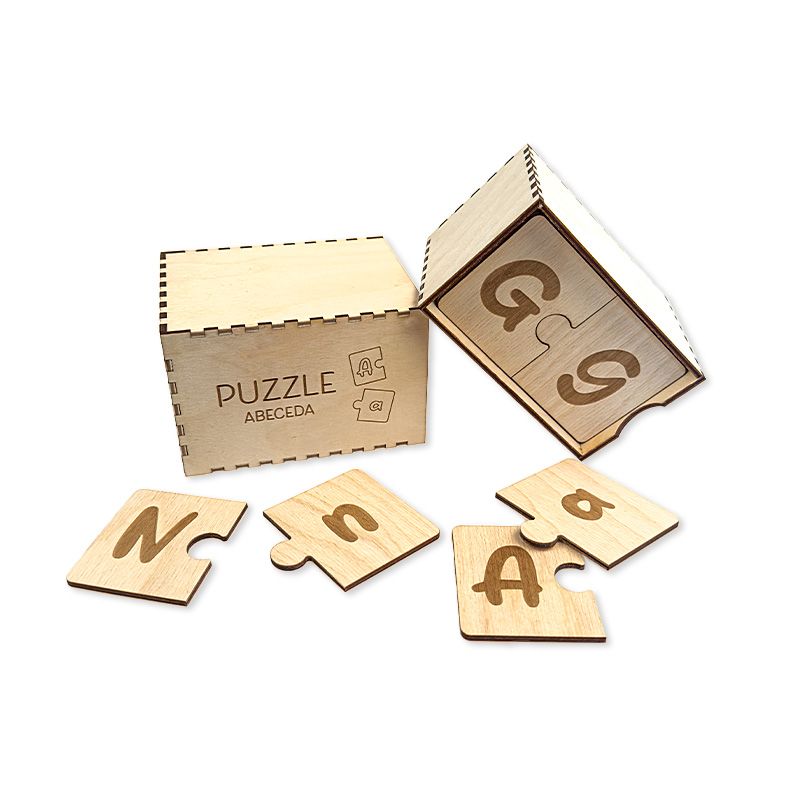 FK Dřevěné puzzle - ABECEDA, Přírodní - Luceda.cz