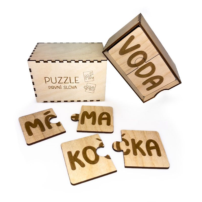 FK Dřevěné puzzle - PRVNÍ SLOVA, Přírodní - Luceda.cz