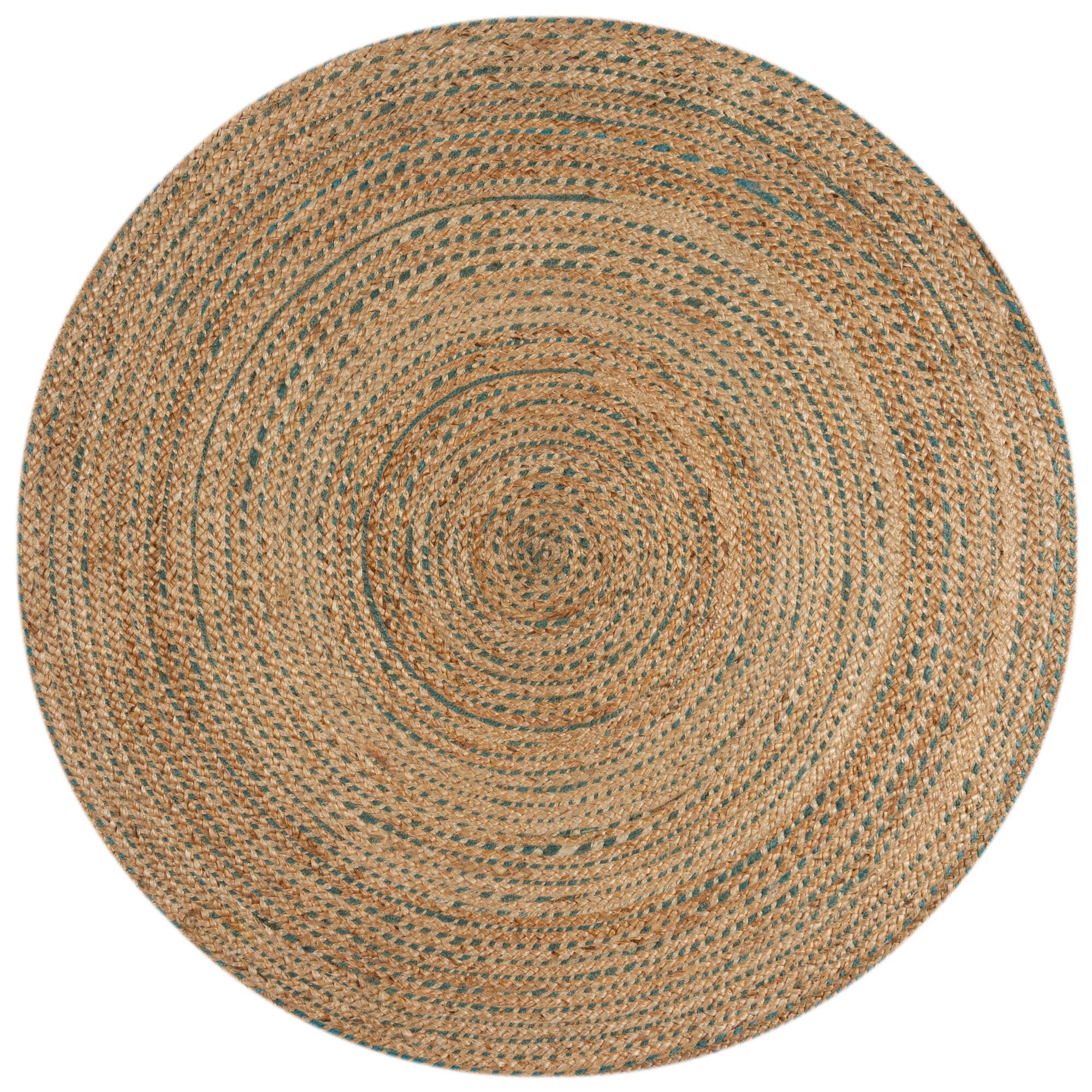 Flair Rugs koberce AKCE: 180x180 (průměr) kruh cm Kusový koberec Capri Jute Natural/Blue kruh - 180x180 (průměr) kruh cm - Mujkoberec.cz