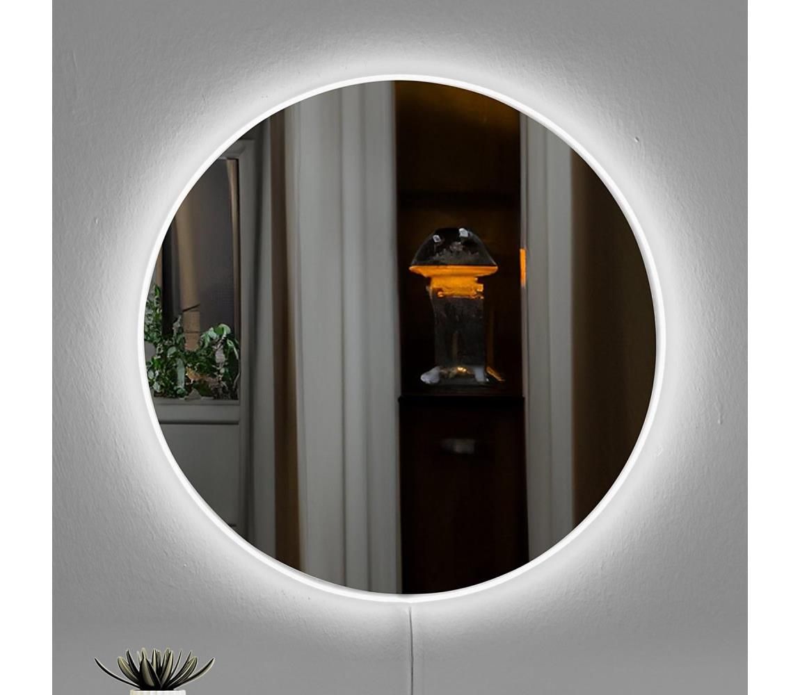  LED Nástěnné zrcadlo s podsvícením ROUND pr. 60 cm bílá  -  Svět-svítidel.cz