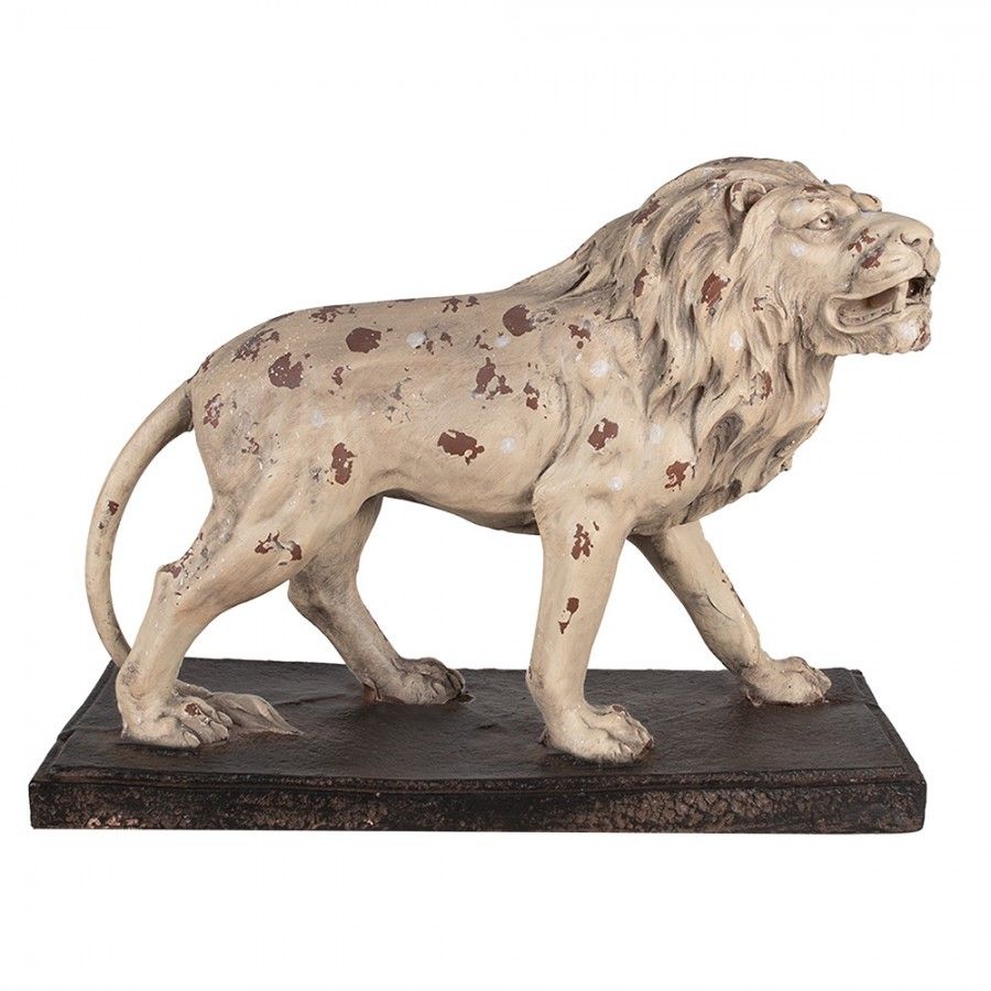 Béžová antik dekorativní socha lev Lion - 55*23*40 cm Clayre & Eef - LaHome - vintage dekorace