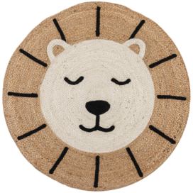 Flair Rugs koberce Dětský koberec Jute Kids Lion Natural - 100x100 (průměr) kruh cm